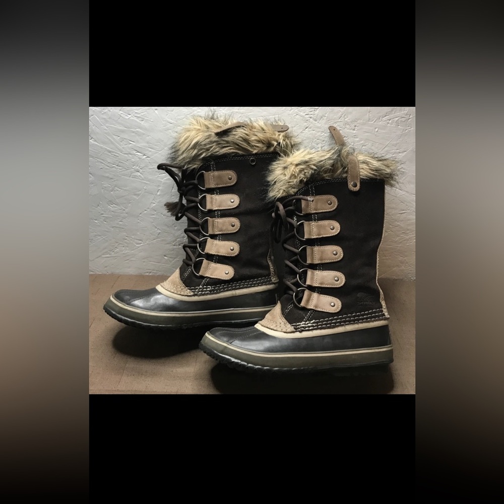 Sorel Joan of Arctic Hawk Women's Winter Boots Brown Suede Waterproof Size 8